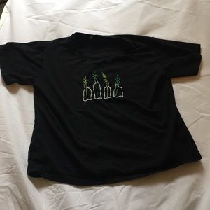 Black T-shirt with Plant design on front